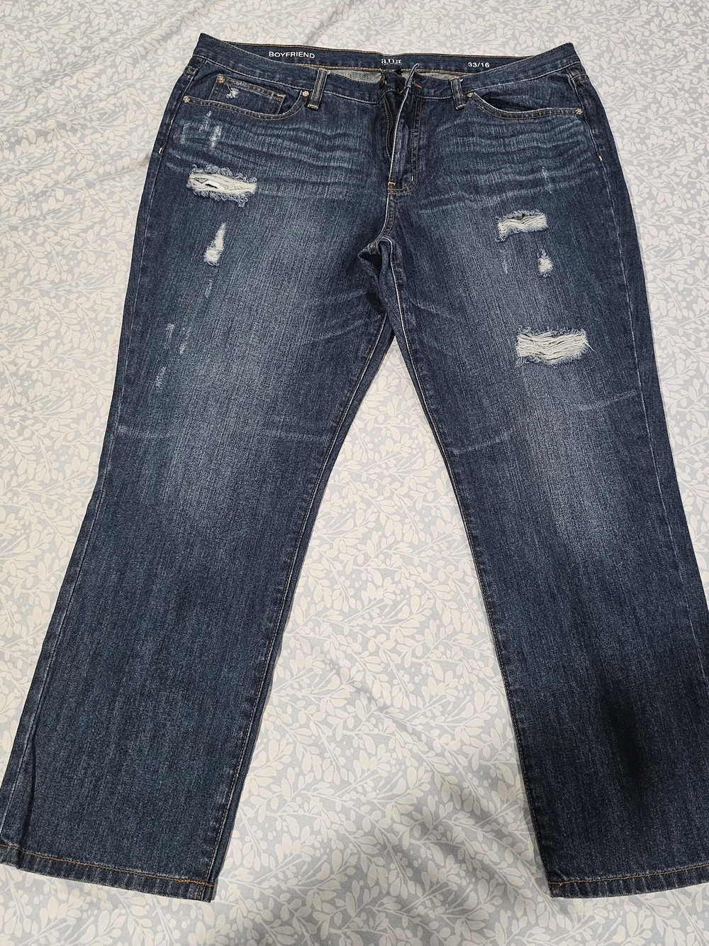 a.n.a Women's Boot Cut Distressed Jeans - Dark Blue